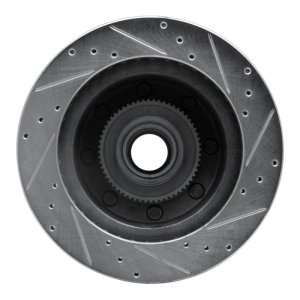 Ford E-350 Econoline Brake Rotor (1) - Front Left - R1 Concepts - Drilled & Slotted - Silver - `95-`07